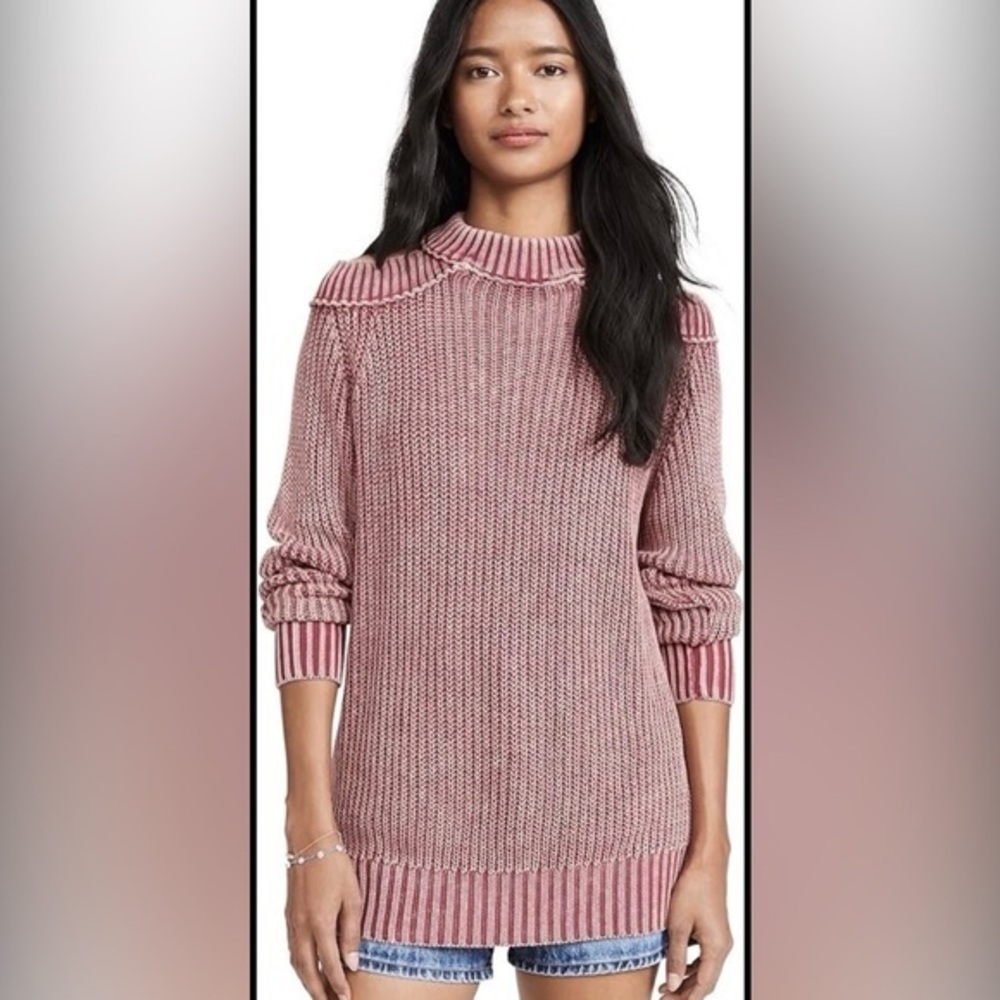 Free People Half Moon Cutout Shoulder Sweater Sz S